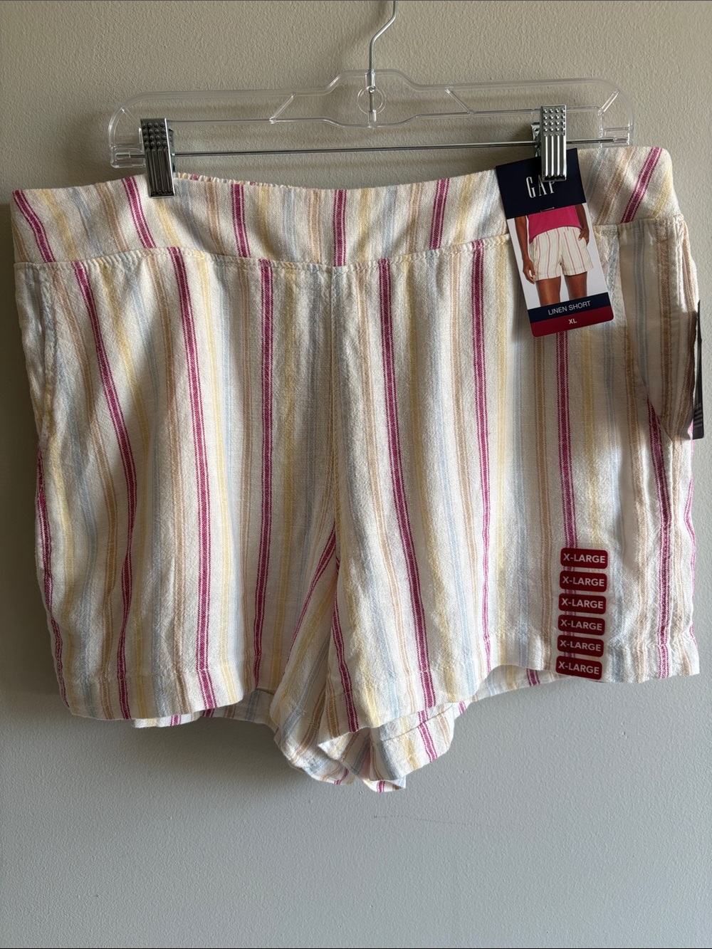 NWT Gap XL Striped Linen Blend Pull On Shorts‎